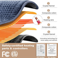 VAAGHANM Almohadilla calefactora: 33 x 17 pulgadas almohadilla térmica eléctrica para espalda - Almohadilla térmica extra grande para hombro/cuello/rodilla/brazos - Temporizador mejorado de 6 y 6