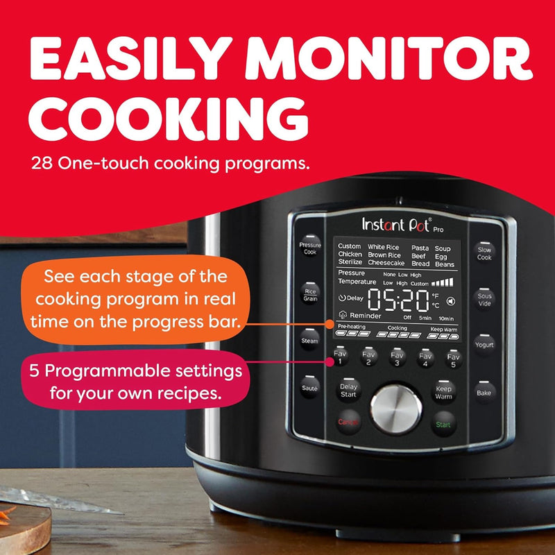 Instant Pot Pro (8 QT) 10-in-1 Pressure Cooker, Slow Cooker