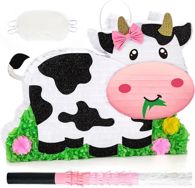 WERNNSAI Dairy Cow Piñata - Farm Animal Party Game Cow Piñata for Girls