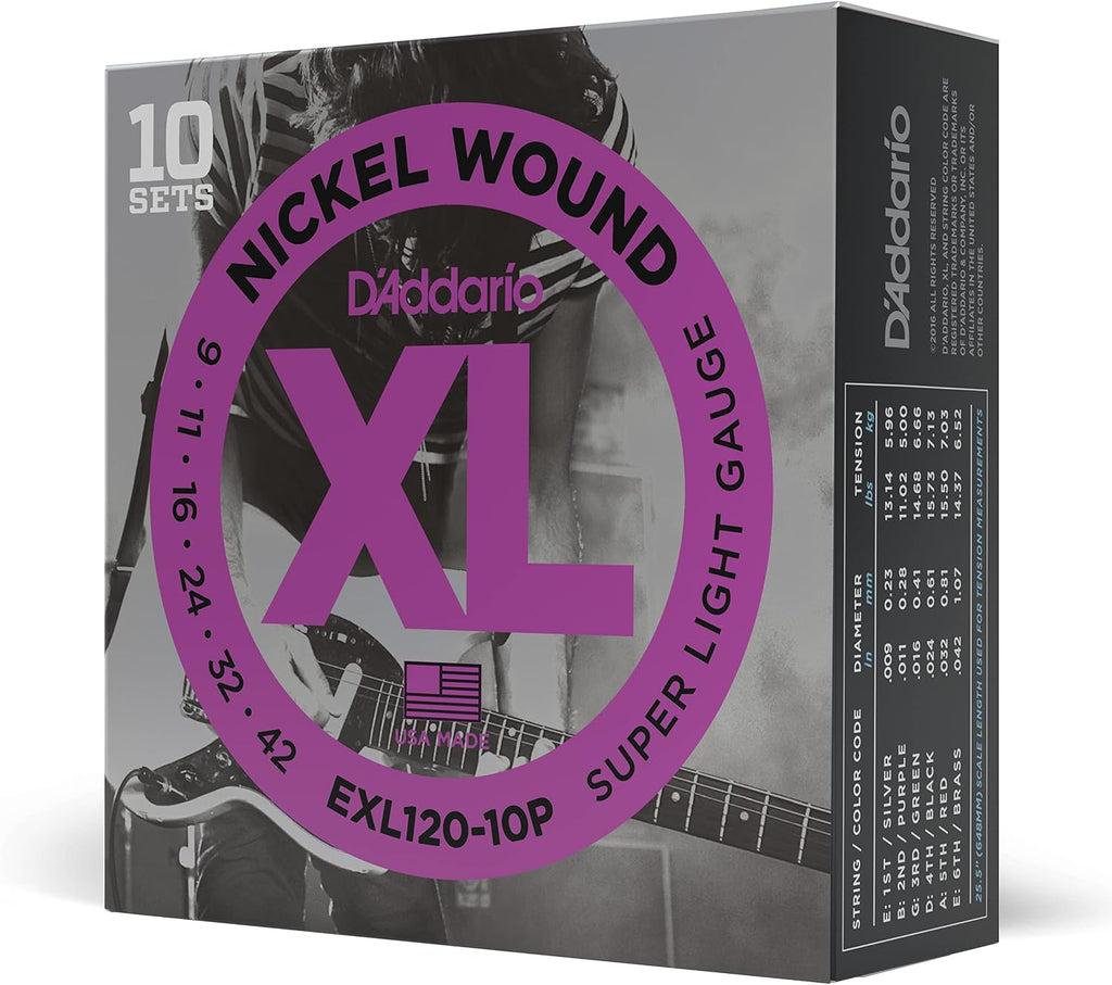 D'Addario XL Nickel EXL120-10P Electric Guitar Strings, 09-42, 10 Sets