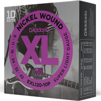 D'Addario XL Nickel EXL120-10P Electric Guitar Strings, 09-42, 10 Sets