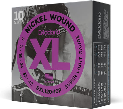 D'Addario XL Nickel EXL120-10P Electric Guitar Strings, 09-42, 10 Sets