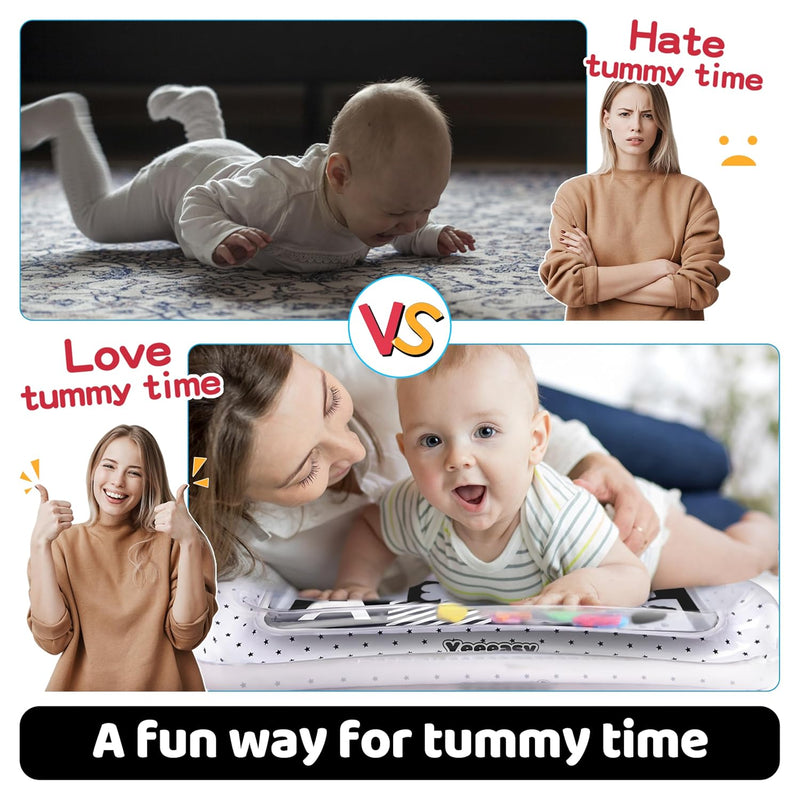Yeeeasy Manta de Agua Inflable Tummy Time Blanco y Negro para Bebés