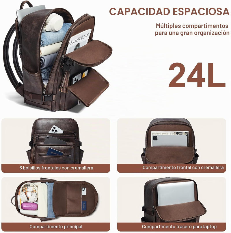 Shrrie Vegan Leather Laptop Backpack for Women Fits 16 Inch Laptop