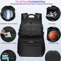 LOINTET Basketball Bag Backpack with Ball Holder Shoes Compartment