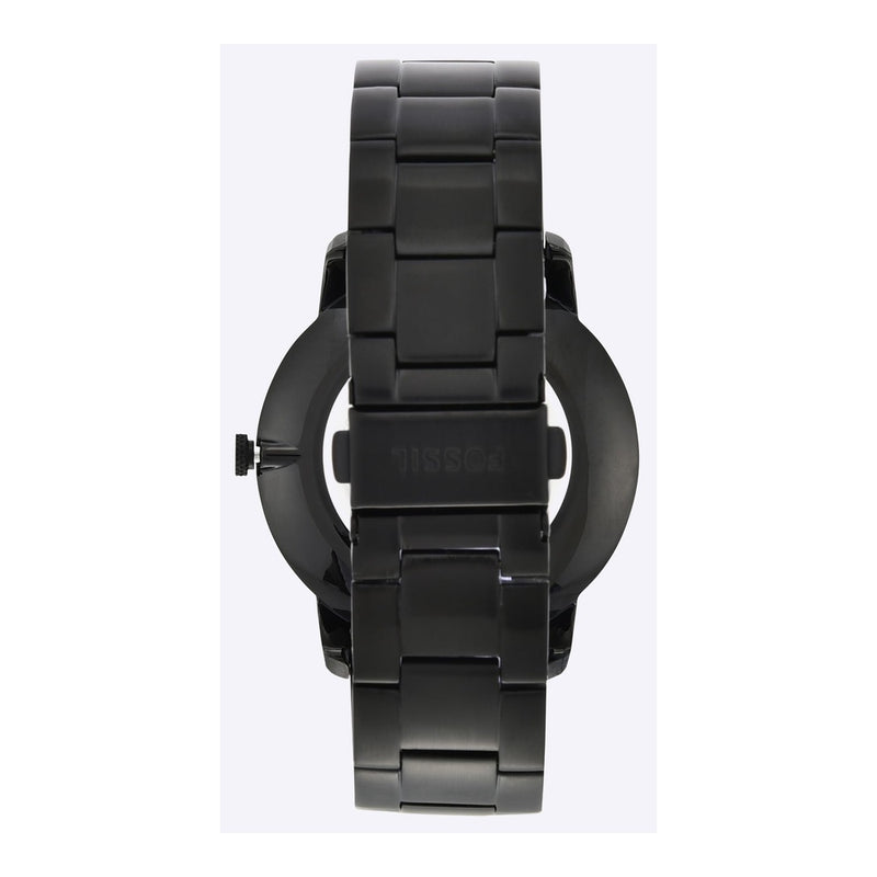 Reloj de pulsera minimalista Fossil de cuarzo para hombre, elegante diseño de acero inoxidable negro resistente a arañazos