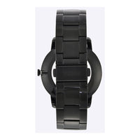 Reloj de pulsera minimalista Fossil de cuarzo para hombre, elegante diseño de acero inoxidable negro resistente a arañazos