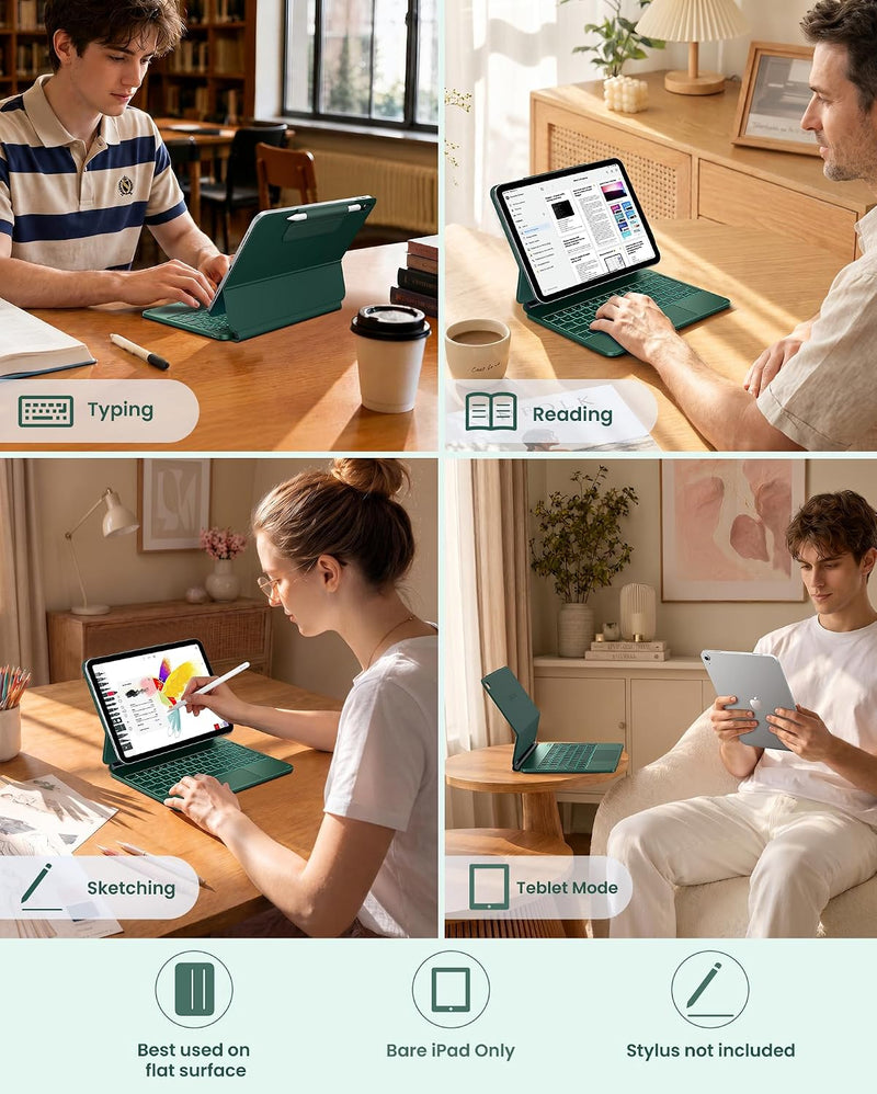 Funda con Teclado typecase Edge para iPad 11" (A16) / 10.ª Gen - Verde Medianoche