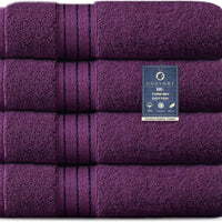 COZYART Luxury Hand Towels 4 PCS, Purple 100% Turkish Cotton 650 GSM