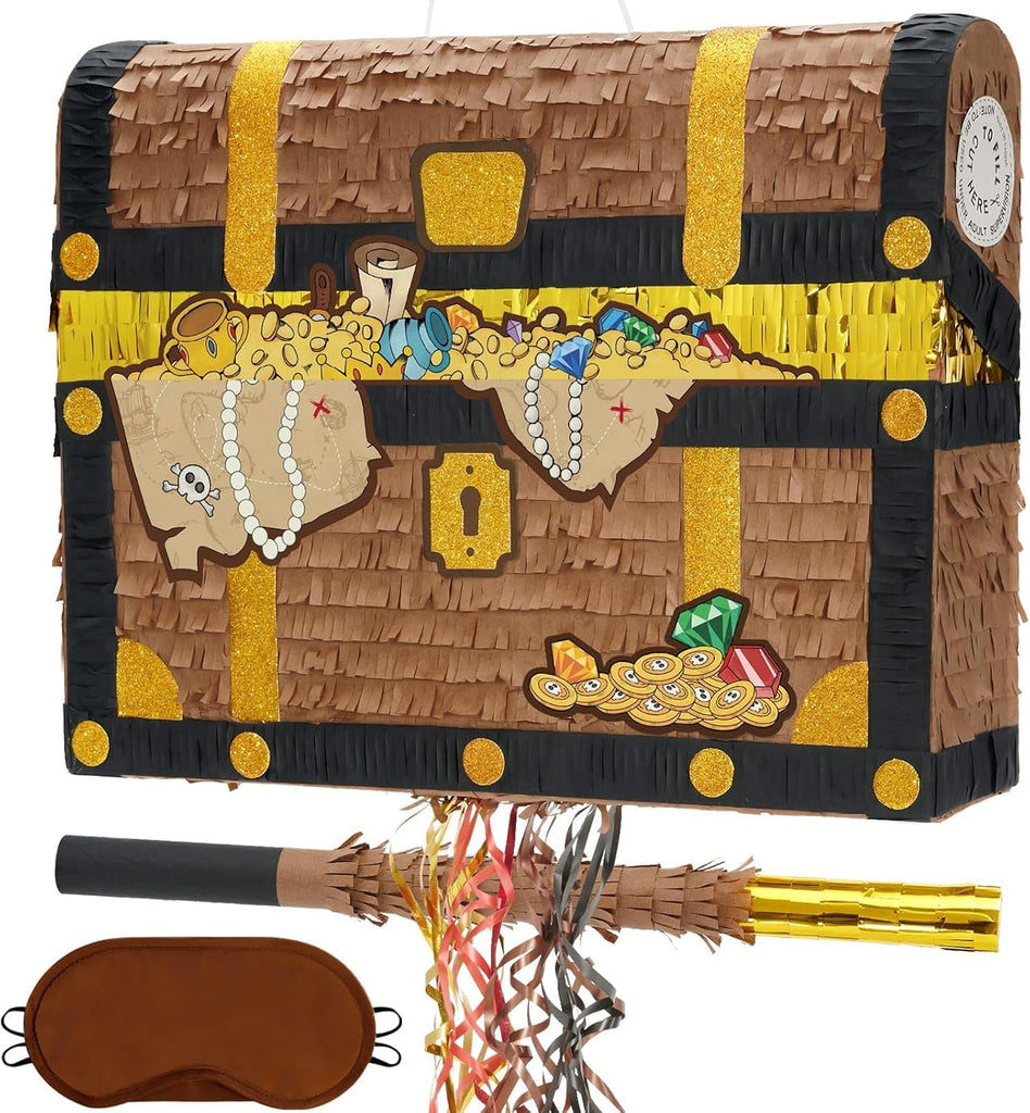 WERNNSAI Treasure Chest Piñata, Pirate Party Decorations for Boys Kids