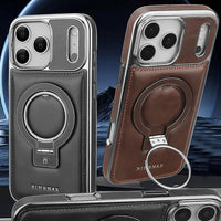 Leather Phone Case with Invisible Stand for iPhone, Rimbmax Phone Case for iPhone 17 Pro Max (Purple,17air)
