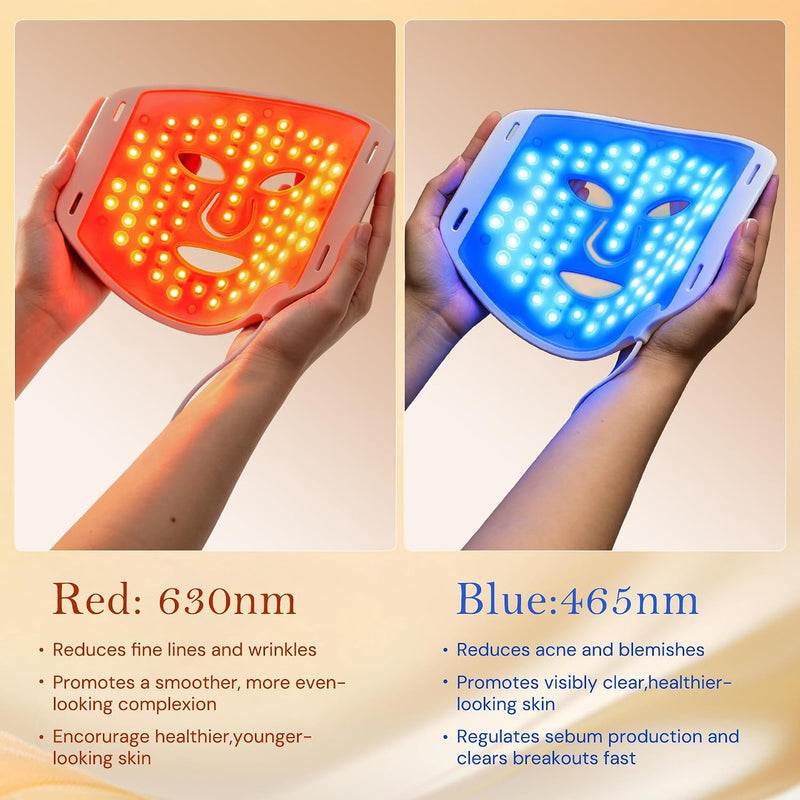 SMOOTHPRO Máscara de terapia de luz roja para arrugas faciales, máscara facial portátil de silicona, terapia de luz para cara completa, incluso tono de piel, líneas finas y arrugas, tratamiento de 10