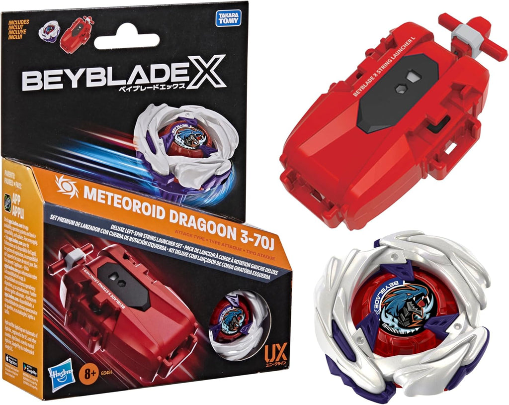 Beyblade X Meteoroid Dragoon 3-70J - Lanzador de cuerda de giro izquierdo con Takara Tomy tipo