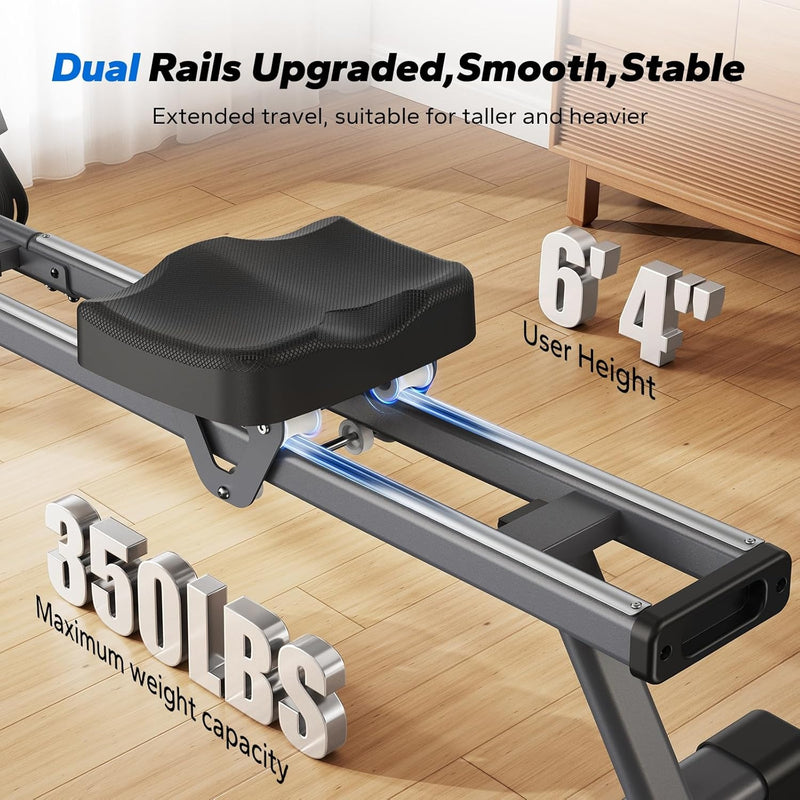 Merach Q1S Magnetic Rowing Machine Indoor, Dual Slide Rail, Quiet & Smooth