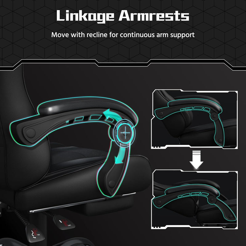 Silla gaming Yaheetech con reposapiés, almohada lumbar de masaje y reclinable