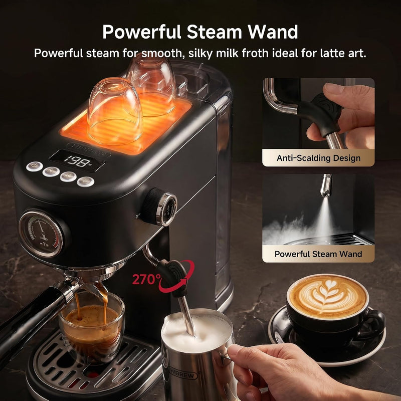HIBREW H10B Programmable Espresso Machine with LED Display & Pressure Gauge