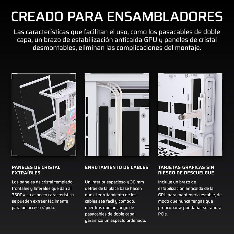 Corsair 3500X LX RGB Link Panoramic Mid-Tower PC Case – 3X Pre-Installed Fans, High Airflow, Spacious Interior, GPU Anti-Sag, Reverse Connection Motherboard Compatible – White