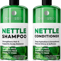 Nettle Shampoo and Conditioner Set - Sulfate Free to Boost Volume - Thickening, Strengthening, Volumizing Formula for Fi