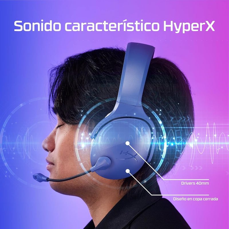 HyperX Cloud Jet – Dual Wireless Gaming Headset, 2.4GHz dongle, Bluetooth 5.3, PC, PS5, Mobile, USB-A – Light Blue