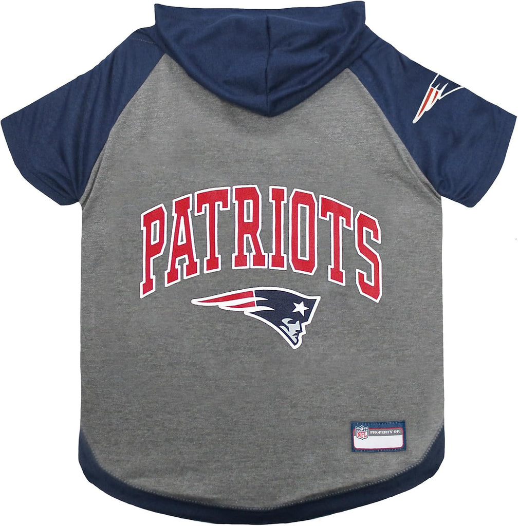 Pets First NFL New England Patriots Hoodie for Dogs & Cats. | NFL Football Licensed Dog Hoody Tee Shirt, X-Small | Sports Hoody T-Shirt for Pets | Licensed Sporty Dog Shirt