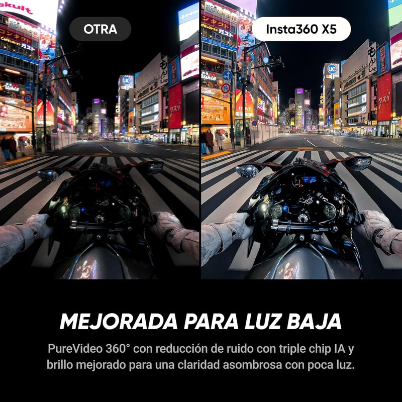 Insta360 X5 Motorcycle Bundle - Waterproof 8K 360° Action Camera, Rugged & Replaceable Lens, 3-Hour Battery, Clear Audio, Stabilization, Invisible Selfie Stick Effect, Leading Low Light