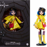 Monster High Skullector Doll, Coraline Collectible in Yellow Raincoat with Dress and Accessories Like Rag Doll, Cat Figure, and Doll Stand