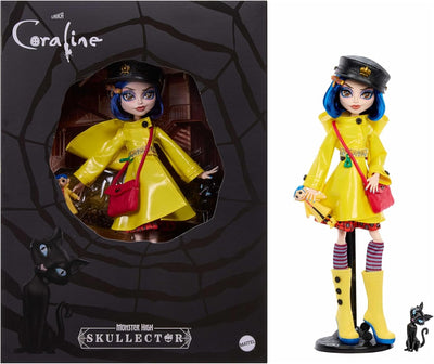 Monster High Skullector Doll, Coraline Collectible in Yellow Raincoat