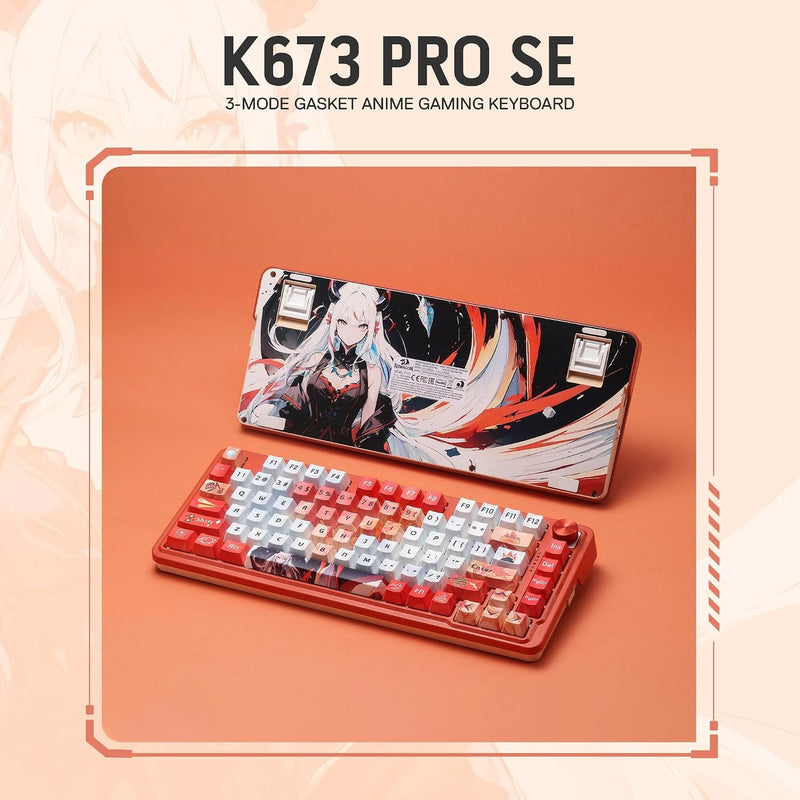 Redragon K673 PRO Wireless 81-Key RGB Gasket Gaming Keyboard, Scroll Knob