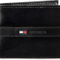 Tommy Hilfiger Men's Leather Wallet – Slim Bifold with 6 Credit Card Pockets and Removable ID Window, Casual Black Ranger, One Size