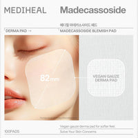 MEDIHEAL Madecassoside Blemish Pad - Almohadillas de Tóner Facial Cuadradas de Algodón con Centella Asiatica y Madecassoside – Anti Manchas para Mejorar el Tono de Piel Desigual - Almohadillas de Gasa