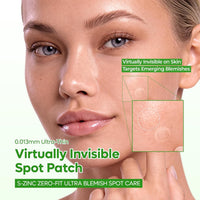 Dr.Melaxin S-ZINC ZERO-FIT Ultra Thin Blemish Spot Patch 0.013mm Invisible Pimple Stickers with Sulfur, Salicylic Acid, AHA & PHA, Seamless Under Makeup Face Cover, 12mm x 72 Patches
