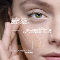 La Roche-Posay Suero puro de Vitamina C al 12% para cara con ácido hialurónico y ácido salicílico, suero facial hidratante, aumenta la luminosidad y reduce las arrugas, 2 fórmulas para piel normal