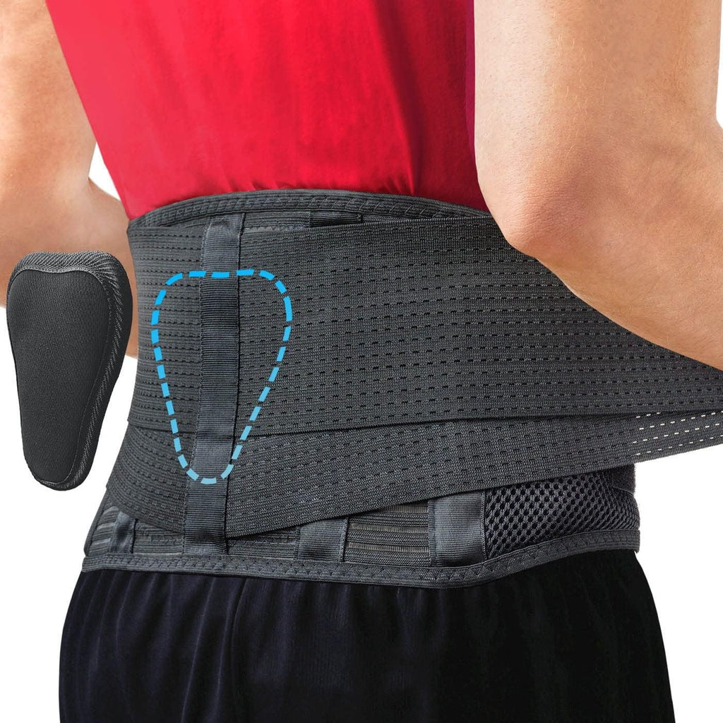 Sparthos - Soporte de espalda para aliviar el dolor de espalda baja - Alivio inmediato de ciática, hernia de disco, escoliosis - Transpirable + Almohadilla de soporte lumbar - Para hombres y mujeres