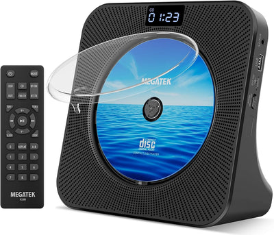 MEGATEK Portable CD Player with Bluetooth RX/TX, FM Radio & USB - Black