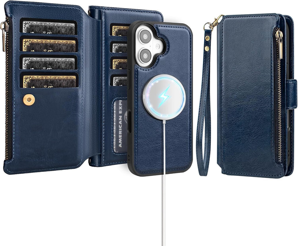Antsturdy Compatible with MagSafe iPhone 16 Wallet Case,Dark Blue