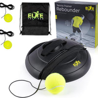 Elite Trainer Tennis Rebound Ball Set | Solo Practice Rebounder, No Filling Required, Heavy Duty Power Base | 3 Balls with String, Drawstring Bag | Training Equipment for Any Skill Level