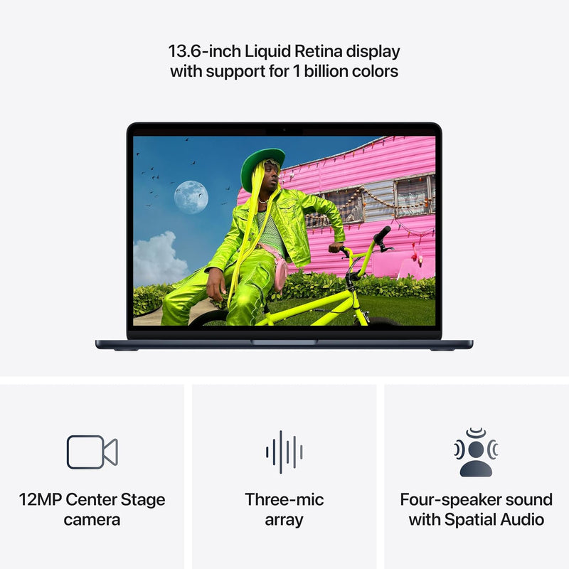 MacBook Air M5 Midnight pantalla 13.6 camara 12MP y audio espacial