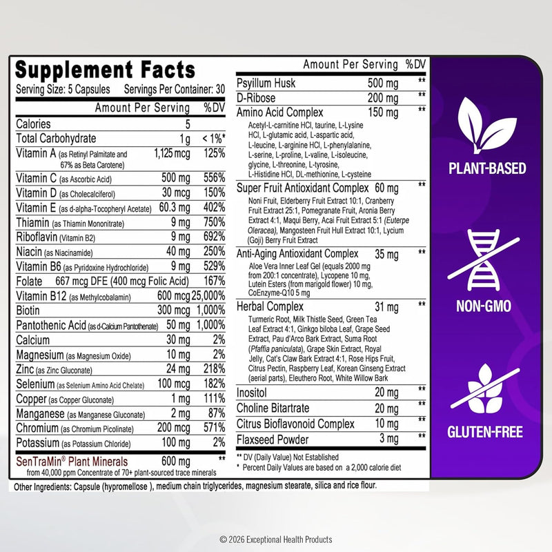 Immuno 150, suplemento para el sistema inmune, repleto de 70 minerales vegetales, 13 vitaminas esenciales y 68 nutrientes adicionales - 150 cápsulas vegetales - Refuerzo inmune para todos los grupos