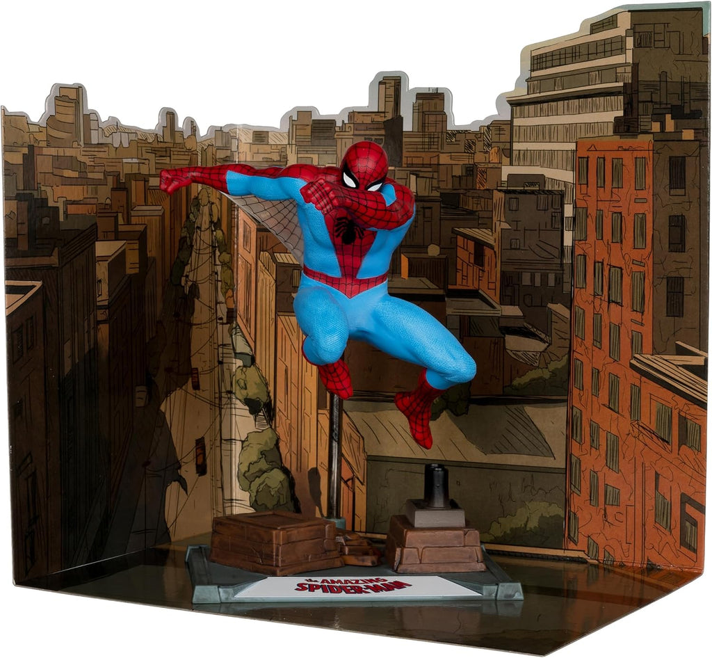 Marvel Spider-Man 1:10th Scale Posed Figure with Scene (The Amazing Spider-Man 38) Gold Label McFarlane Toys