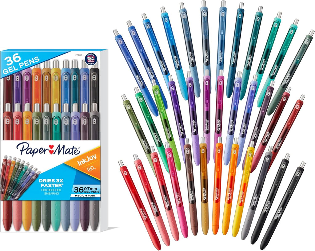 Paper Mate InkJoy Gel Pens, Retractable, Medium Point (0.7 mm), 36 Count - Office Supplies, Smooth, Colorful Ink