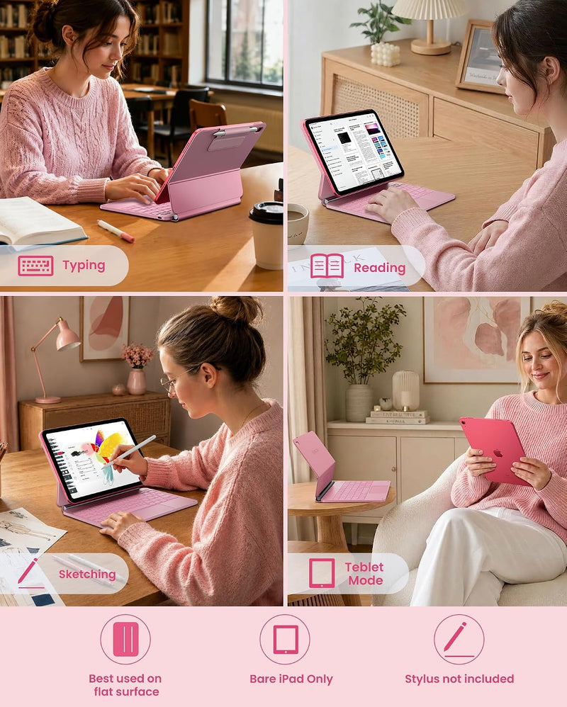 Funda con Teclado typecase Edge para iPad 11" (A16) / 10.ª Gen - Rosa Claro