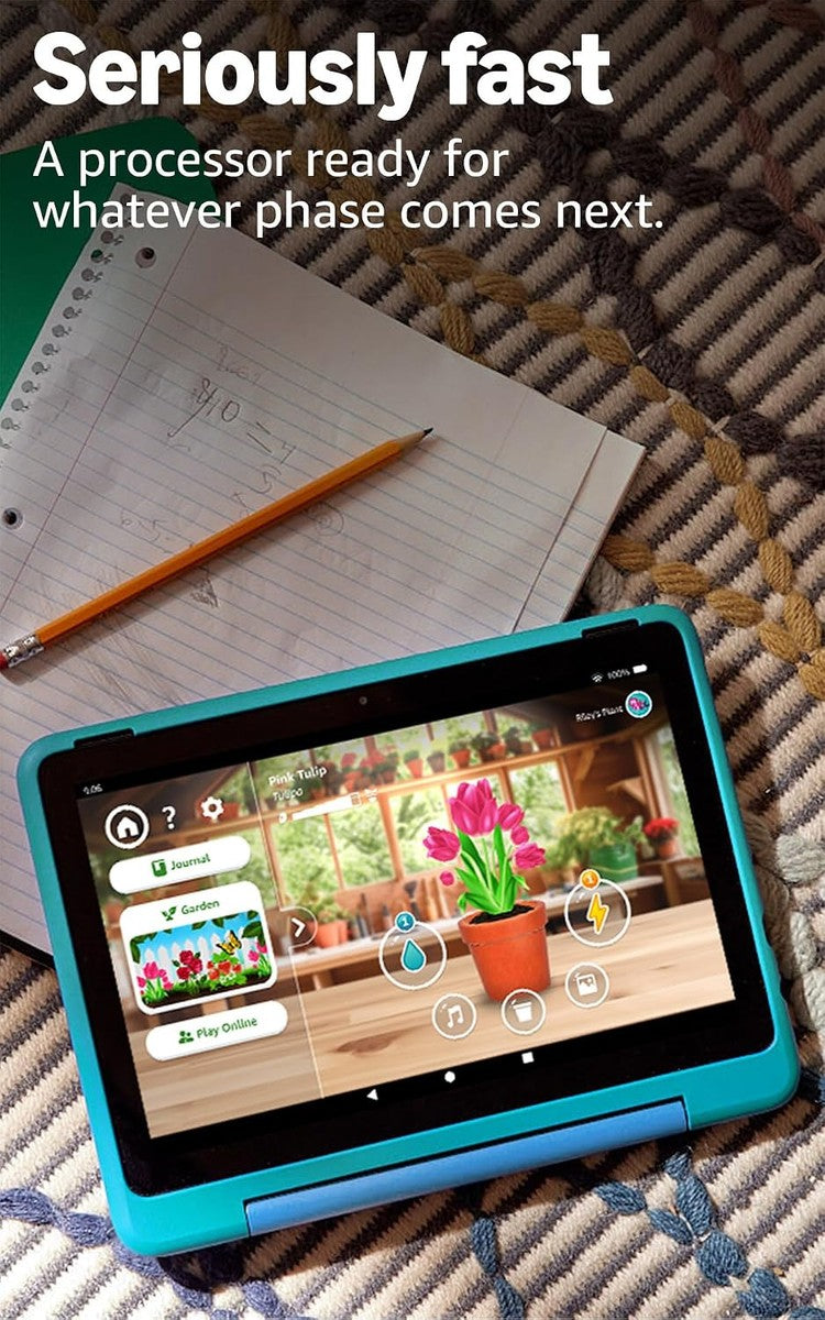 Fire Tablets Amazon Fire HD 8 Kids Pro tablet, ages 6-12. Bright 8" HD screen, includes ad-free content, parental controls, 13-hr battery, slim case for older kids, 64GB, Hello Teal, (2024 release)