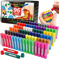 96 Pack Tempera Paint Sticks,24 Colors Non Toxic Solid Paint Sticks for Kids,No Mess,Quick Drying,Smooth and Washable To