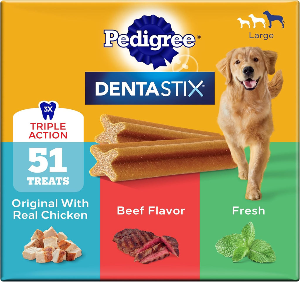 Pedigree Dentastix Large Breed Dental Dog Treats, Variety, 51 Count