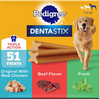 Pedigree Dentastix Large Breed Dental Dog Treats, Variety, 51 Count