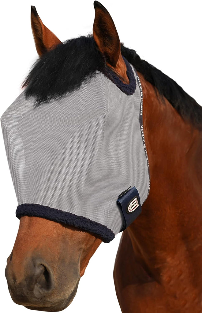 Harrison Howard All Round Mesh Horse Fly Mask UV Protective with Fleece Padded Edging Grey XL