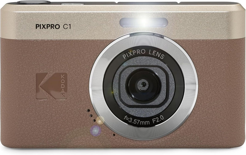 KODAK PIXPRO C1 13MP Compact Digital Camera, 26mm Fixed Lens, Brown