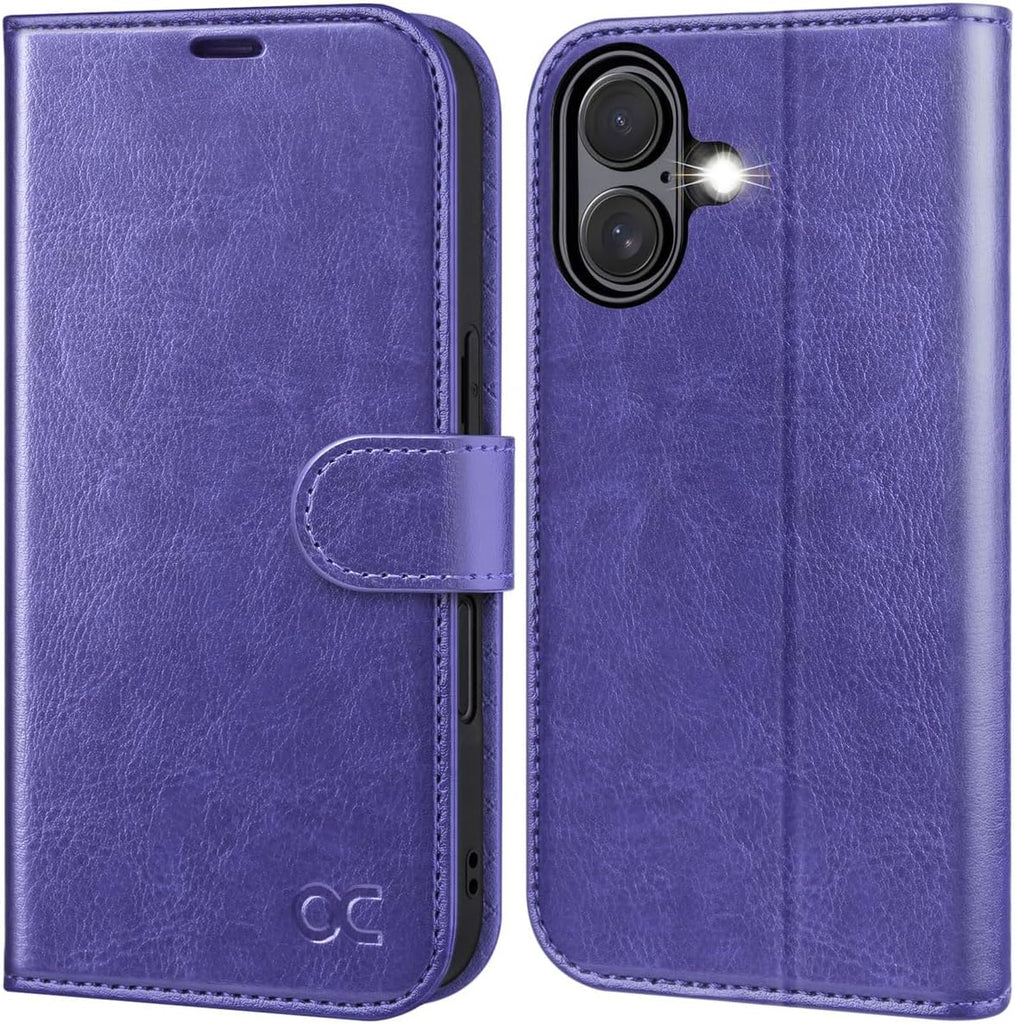 OCASE for iPhone 16 Wallet Case, Card Holder, Purple