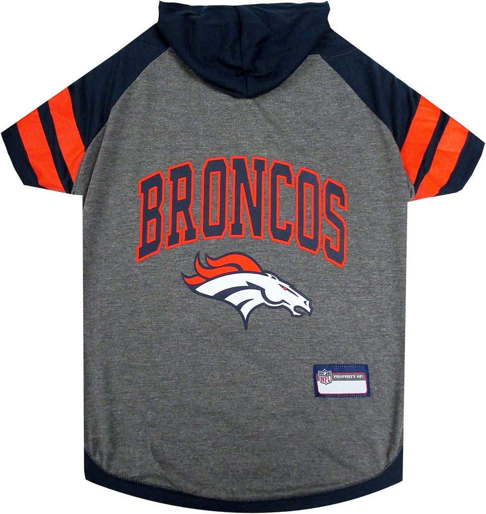 Pets First NFL Denver Broncos Hoodie for Dogs & Cats.   NFL Football Licensed Dog Hoody Tee Shirt, X-Small  Sports Hoody