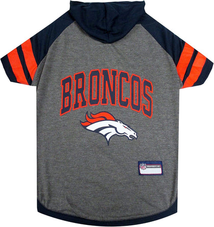 Pets First NFL Denver Broncos Hoodie for Dogs & Cats. | NFL Football Licensed Dog Hoody Tee Shirt, X-Small| Sports Hoody T-Shirt for Pets | Licensed Sporty Dog Shirt